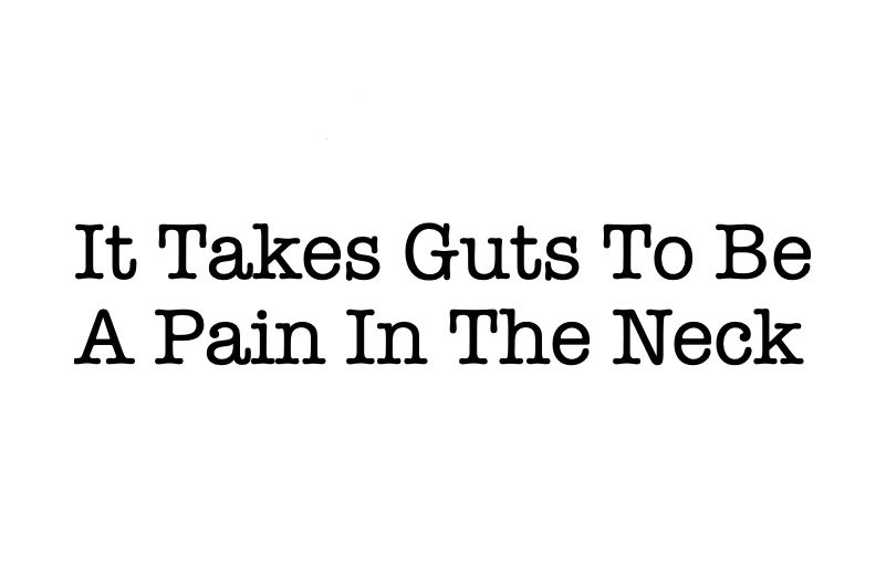 It Takes Guts To Be A Pain In The Neck